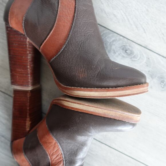 Red Or Dead Brown Tall Knee High Heeled Brown Leather Boots 39 Cobbled Together - Picture 13 of 16